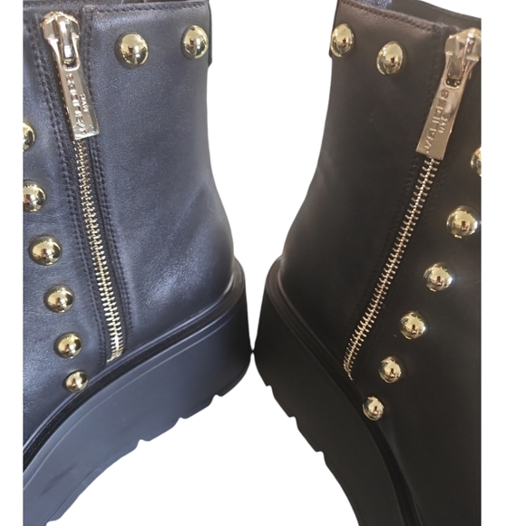 J/Slids Woman's Boots VICEROY  Leather Studded Ankle Platform Black Boots - Picture 12 of 12